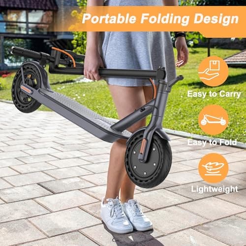 Electric Scooter for Adult, 350W Power Motor, Up to 19 MPH & 21 Miles Long Range, Folding E Scooter with 8.5" Solid Tire, Double Braking & Lighting, APP Control, Cruise Control 5
