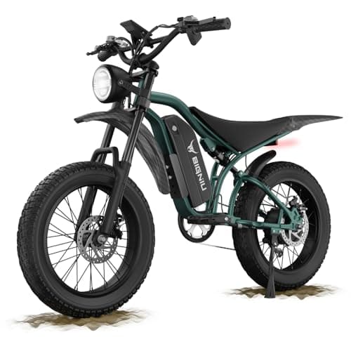 BIGNIU Electric Bike for Adults – 20" Fat Tire, Peak 1200W Motor, 48V 15A Battery, 7-Speed, Dual Disc Brakes for Off-Road and City Riding BG-S UL&GCC Certification (Olive Green)