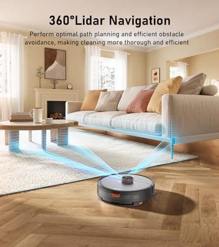 NADALY D200 Robot Vacuum and Mop Combo, Lidar Navigation Robot Vacuum Cleaner, 6000Pa Suction, 200Mins Runtime, Wi-Fi/App/Alexa Control, Self-Recharging Robotic Vacuum for Carpet Pet Hair Hard Floor 5