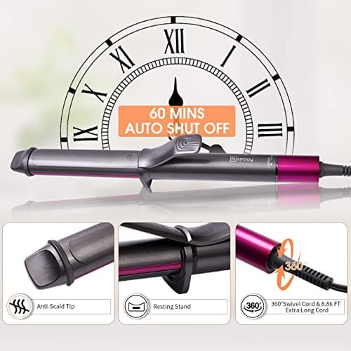 Nicebay Curling Iron, 1 1/4 Inch Hair Curler with Ceramic Coating, Professional Curling Wand, Fast Heating up to 430°F, Temperature LED Display, Wide Voltage for Worldwide 5