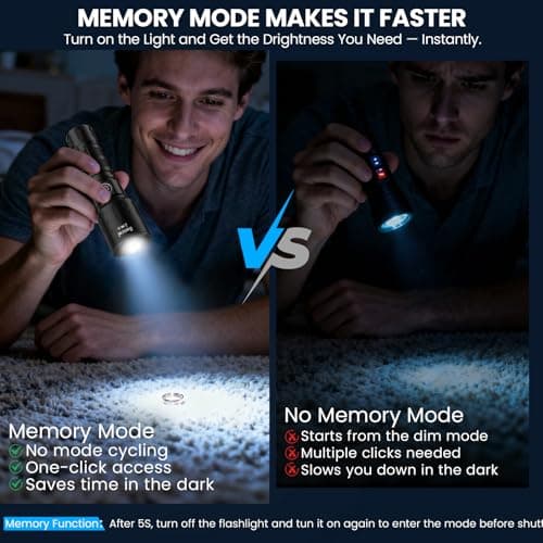 Rechargeable Flashlights High Lumens, Super Bright LED Small Powerful Tactical Flashlight with Memory Function, 6Modes Pocket Waterproof Flash Light for Home,Camping,Car,Emergency,Gifts for Men 8
