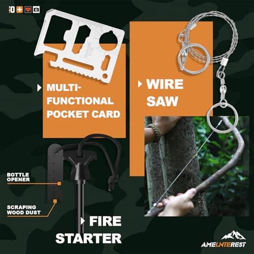 Survival Kits, 174Pcs Survival Gear First Aid Kit IFAK with Molle System Essential Camping Gear Emergency Medical Supplies for Car Fishing Hunting Outdoor Adventure 7