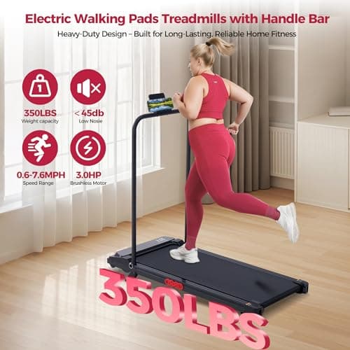 Walking Pad with Handle Bar, 3.0HP Foldable Folding Treadmills for Home Small, 3 in 1 Portable Treadmill with Handles, Small Walking Pad Treadmill Home with Remote Control, 320LB Capacity 6