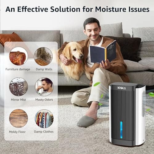 Dehumidifier,95 OZ Water Tank, (1000 sq. ft) Quiet Dehumidifier for Basement, Bathroom, RV, Closet, Bedroom with Auto Shut Off, Sleep Mode,7 Colors LED Light, Dehumidifiers for Home (White/Black) 8