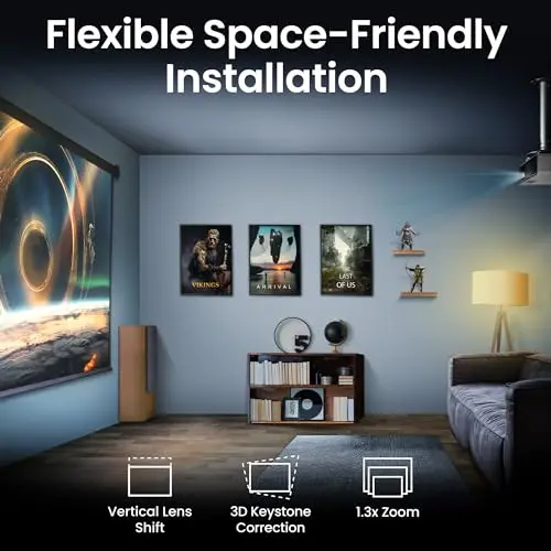 BenQ TK710 4K Laser 3200 Lumens Movie and Gaming Projector with 4ms Response Time | 240Hz Refresh Rate | HDR10 & HLG | ARC/eARC Support | Vertical Lens Shift | 3D Keystone | 1.3x Zoom | HDR Game Modes 8