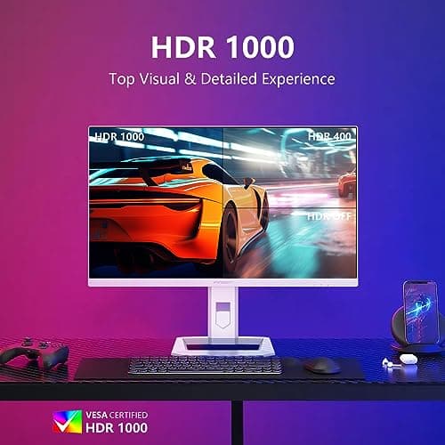 INNOCN 27" Mini LED 4K Monitor, HDR1000, 99% DCI-P3 99% sRGB, 1.07B Colors, IPS, USB-C, HDMI 2.1, DP, Speakers, Auto Brightness, Height Adjustable, Mountable, White 5