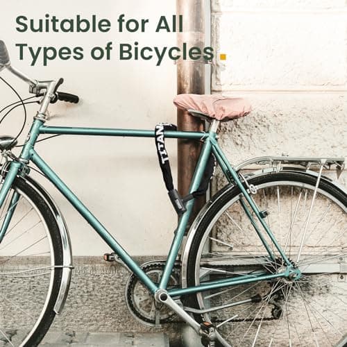 Titanker Bike Chain Lock with Key, 3.3 Feet Heavy Duty Anti-Theft Bike Lock Chain Security Bicycle Chain Locks for Bike, Motorcycle, Bicycle, Door, Gate, Fence, Grill (8mm Thick Chain, Black) 8