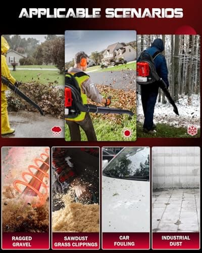 EIDOWA 63CC Gas Backpack Leaf Blower – 665 CFM, 205 MPH, Commercial-Grade Gas Blower for Landscaping, Heavy-Duty Yard Work – Lightweight, Quiet for Residential Areas (685 RPO) 6