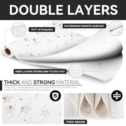 RAY STAR 12X120 Inch Shelf Liner for Kitchen Cabinets, Non-Adhesive Cabinet Liner Washable, PVC Drawer Liner for Dresser Non-Slip Bathroom (Floral)(1 Roll) 5