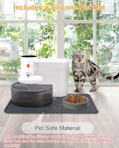 GOYJOY Smart Pet Water Fountain,Filterless Cat Water Fountain No Filter,3L/102oz Ultra Silent Cat Fountain, Separation Design(Includes A Silicone Food Mat) 6