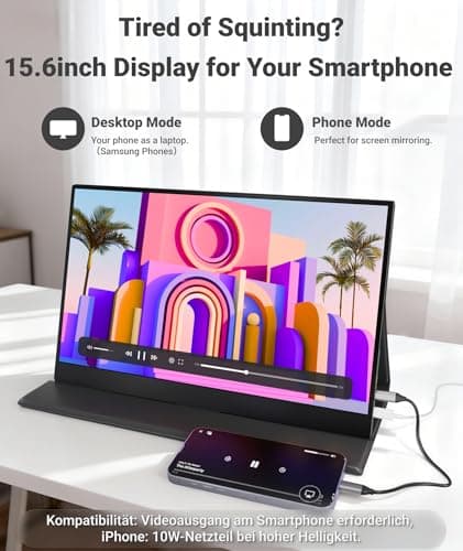 Ingnok Portable Monitor, 15.6inch FHD 1080P Travel Monitor, Ultra-Thin, USB-C Plug&Play, Built-in Speakers, Portable Screen for Laptop, Mac, Switch/PS5, Travel&Office Assistant 6