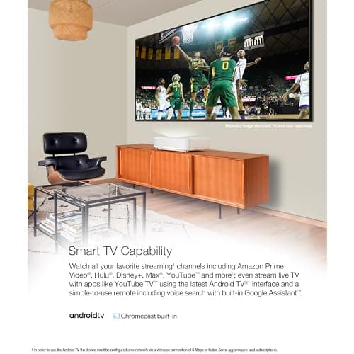 Epson EpiqVision Ultra LS650 Ultra Short Throw 3-Chip 3LCD Smart Streaming Laser Projector, 4K PRO-UHD, HDR, 3,600 Lumens, up to 120", Android TV, Sound by Yamaha - White (Renewed) 7