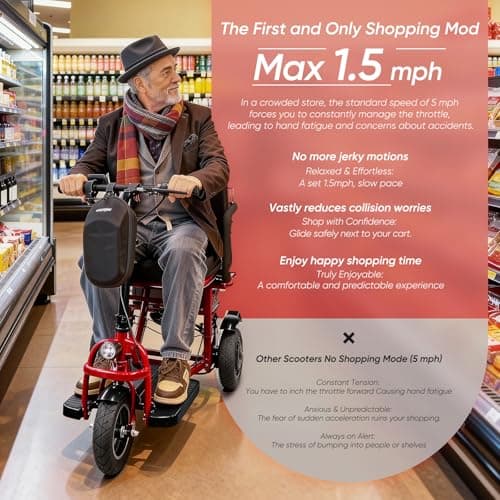 ChiefCarOfficer 3 Wheel Mobility Scooter for Seniors Adults 300 lbs, 700W, 48V10AH Battery Travel Folding Scooters Lightweight Handicap Scooter Elderly Collapsible Electric Mobility Scooters Foldable 9