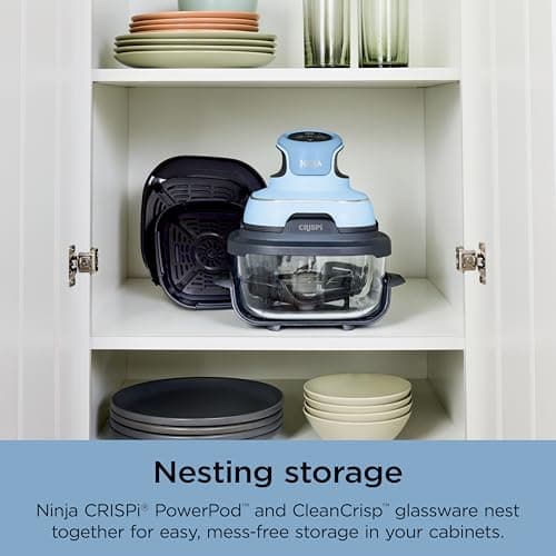 Ninja Crispi 4-in-1 Glass Air Fryer | 450°F | Non-Toxic | 4QT & 6-Cup Glass Containers w/Lids | Microwave, Freezer, Dishwasher Safe | Max Crisp, Air Fry, Bake, Recrisp | Periwinkle | FN101PL 11