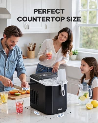 Silonn Ice Maker Countertop Machine with Handle, 26lbs in 24h, 9 Ice Cubes Ready in 6 Mins, Self-Cleaning Ice Makers with Basket and Scoop, Ideal for Home, Kitchen, Camping, RV 6