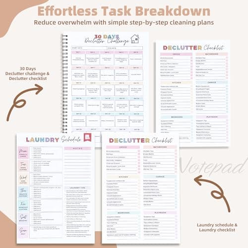 PGJ ADHD Cleaning Planner for Adults – Undated Daily, Weekly & Monthly Cleaning Schedule & Checklist – Household Chores Organizer Notebook for Home Management, Routine Tracking Family Cleaning Tasks 3