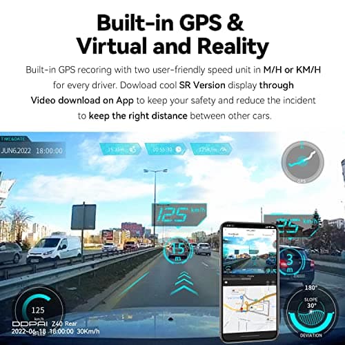 DDPAI Dash Cam Front, 1944P Car Camera with Sensor, Wi-Fi & App, Car Dashboard Camera Recorder 2.4" LCD Screen,Parking Mode,G-Sensor,Super Capacitor, Z40 Single Front 6