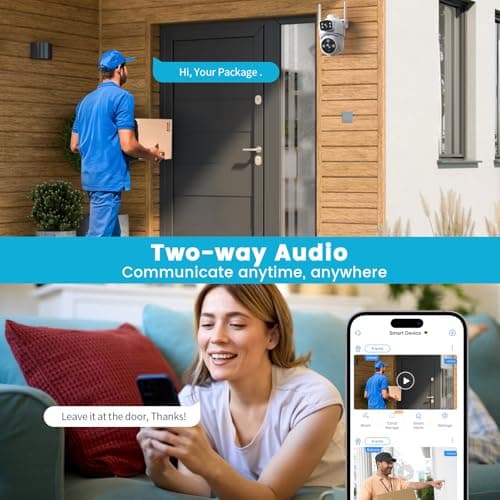 XVIM 6MP Dual Lens Security Cameras Wireless Outdoor, 2.4GHz WiFi Security Cameras, 360°View Wireless Camera, AI Detection, Color Night Vision, Two-Way Audio, Waterproof 8