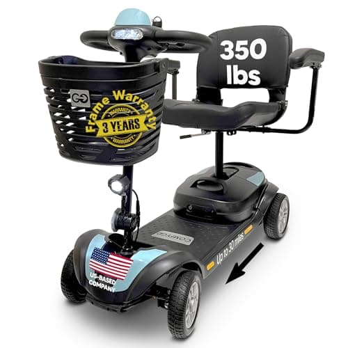 Electric Mobility Scooter Z-4 for Adults,Battery Powered Scooters for Seniors,350 lbs Weight Capacity, Baby Blue, Up to 30 Miles Battery Range