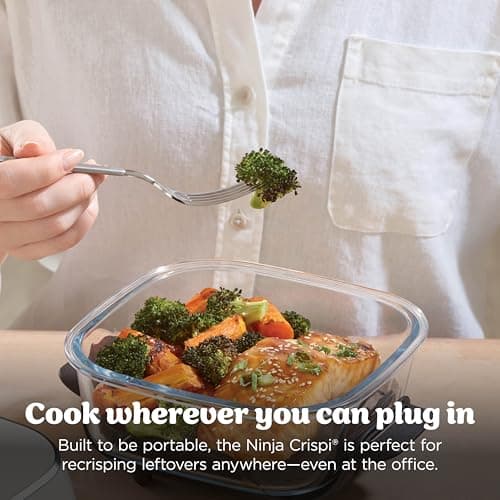 Ninja Crispi 4-in-1 Glass Air Fryer | 450°F | Non-Toxic | 4QT & 6-Cup Glass Containers w/Lids | Microwave, Freezer, Dishwasher Safe | Max Crisp, Air Fry, Bake, Recrisp | Stone | FN101ST 13