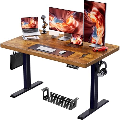 ErGear Standing Desk, 48 x 30 inch Whole-Piece Desktop Height Adjustable, Electric Sit Stand Desk with 4 Height Memory Setting, Ergonomic Desk for Home Office, Vintage Brown, EGESD74V