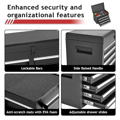 AirWire Tool Chest,5-Drawer Rolling Tool Storage Cabinet with Enhanced Packaging, Detachable Top Tool Box, Metal Tool Cart for Garage Workshop,Black, ATC001BK 7