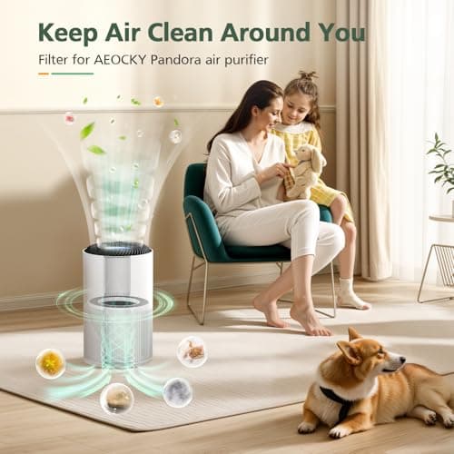 5-in-1 HEPA Air Purifier Filter for Aeocky Pandora, with Extra 2 Washable Pre-Filter, 2 Pack (Green VOCs) 7