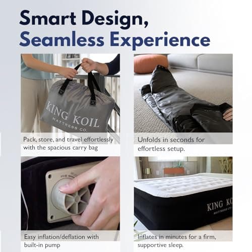 King Koil Luxury Twin Air Mattress with Built in Pump, 20” Double High Twin Size Premium Airbed, Inflatable Blow Up Mattress, Waterproof, 1-Year Warranty 7