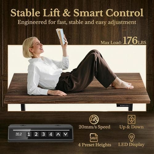 63 Inches L Shaped Standing Desk, Executive Standing Desk with Drawers and File Cabinet, AC/USB, 1.18" Desktop, Multi-sized Storage Cubby, Privacy Panel, Fluted Computer Desk, Black Walnut 6