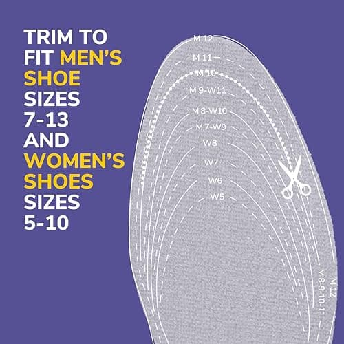 Dr Scholl’s Go Sockless! Cushioning Insoles for Women Men Unisex, 3 Pairs, Trim to Fit - Absorbs Moisture to Keep Feet Dry, Shoe Inserts for Women Men with Plush Terry Cloth Layer for Added Comfort 9