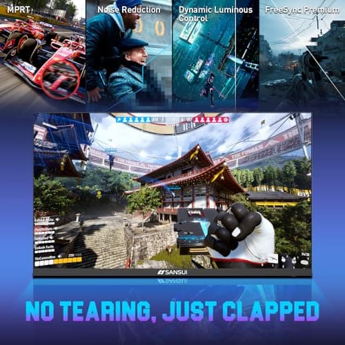 SANSUI Gaming Monitor, 24.5" 300hz 240hz FHD 1080P 1ms FPS PC Monitor Gaming, HDR, FreeSync, DisplayPort x2 HDMI x2, Fast IPS, 120% sRGB, Audio Jack, VESA Support, Desktop Compatible(ES-G25X1 PRO) 3