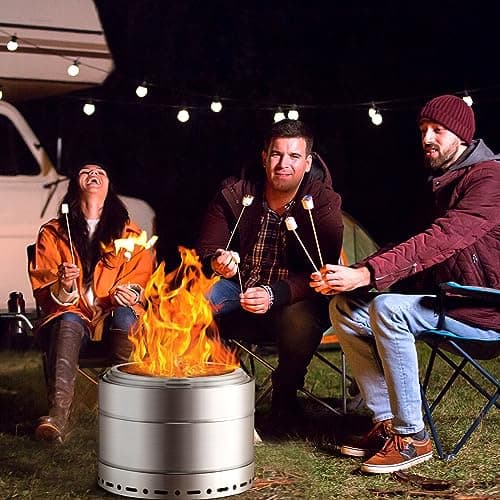 SURESTOVE Smokeless Fire Pit 19 Inch for Outdoor Wood Burning, Stainless Steel Portable Firepit with Ash Pan, Low Smoke Patio Bonfire for Camping, Backyard, Picnic, Deck Use 5