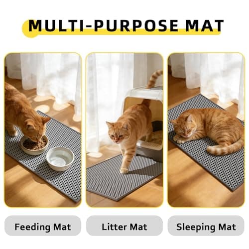 Kaxionage Cat Litter Mat, 15"X24" Small Double Layer Litter Trapping Mat, Waterproof/Urineproof, Easy to Clean Kitty Litter Mats for Floor, Scatter Control (Grey-1Pack) 8