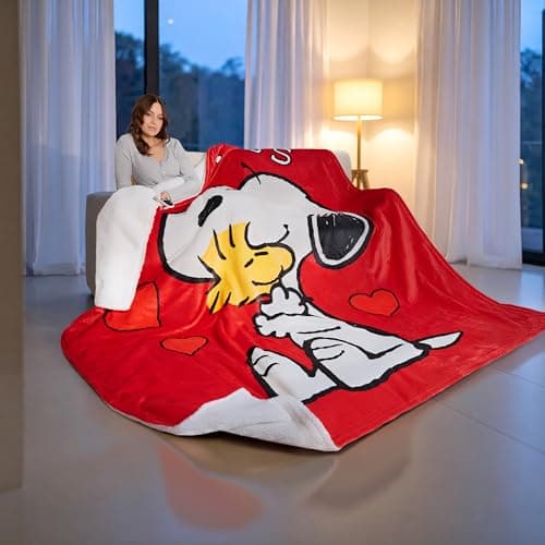 Get Trend Peanuts Snoopy Heated Blanket Electric, Queen Size Luxurious Fleece Blanket, 9 Heat Settings Auto Shut-Off, 90x90in, Gifts for Mom, Grandma, Grandpa (Red Snoopy, Queen US) 5