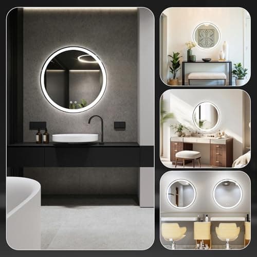 DUMOS 30 Inch Round LED Bathroom Mirror with Lights, Circle Vanity Mirror with Anti-Fog, Dimmable, 3-Color Light, Memory Function, Tempered Glass 8