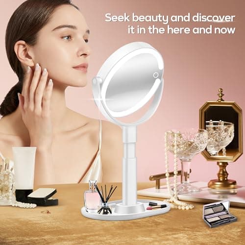 B Beauty Planet Vanity Mirror with Lights, 30X Magnifying Makeup Mirror with 3 Lighting and Adjustable Brightness, Rechargeable 2-Sided Height Adjustable Desk Mirror for Bathroom, Women Gifts for Mom 8