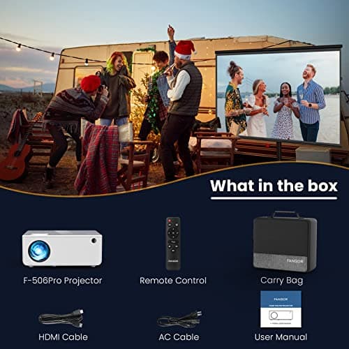 FANGOR 1080P HD Projector, WiFi Bluetooth Projectors, Max 230” Projection Screen Portable Home Theater Video Movie Proyector With Tripod, Compatible with HDMI, USB, Laptop, iOS & Android Phone 6