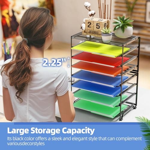 Simple Trending 2 Pack 8 Tier Letter Tray Paper - Mesh Desk File Organizer for Office School Desktop, Black 6