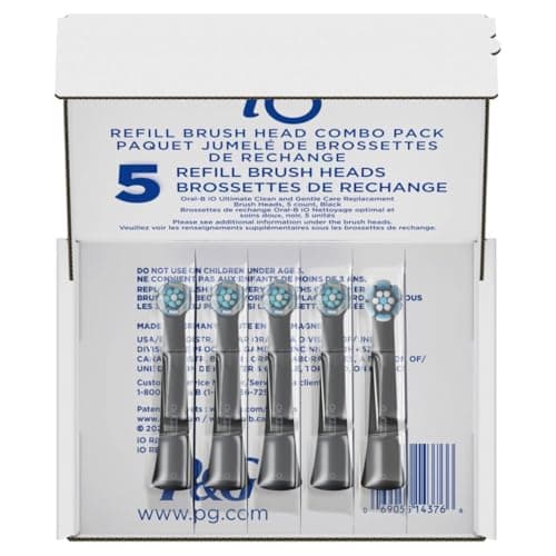 Oral-B iO Ultimate Clean Replacement Brush Heads, 5 Count, 4 Ultimate Clean + 1 Gum & Sensitive Black 10