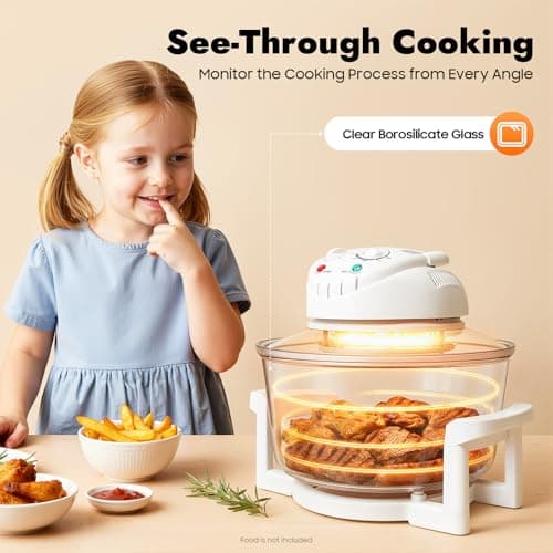 Air Fryer Oven, 17L/17.96QT Large Capacity w/ 360° View & Halogen Heating, 1400W Rapid Air Circulation for Even Cooking, 7-in-1 Airfryer Toaster Oven Combo with Digital Knobs, Non-Stick & Easy Clean 6