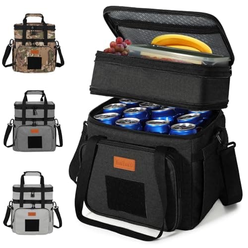 KumYamLO Tactical Lunch Box for Men,Large Insulated Waterproof Reusable Cooler Bag 24can，Women,Work,Outdoor,Picnic,Finishing,Molle Webbing and Adjustable Shoulder Straps.(Black)……