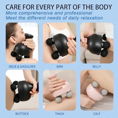 4 Heads Handheld Massage Gun Deep Tissue, Electric Body Massager, Percussion Muscle Massager for Easing Shoulder and Back Tension, with Reverse Thrust Function, Gift for Families Friends Christmas 7
