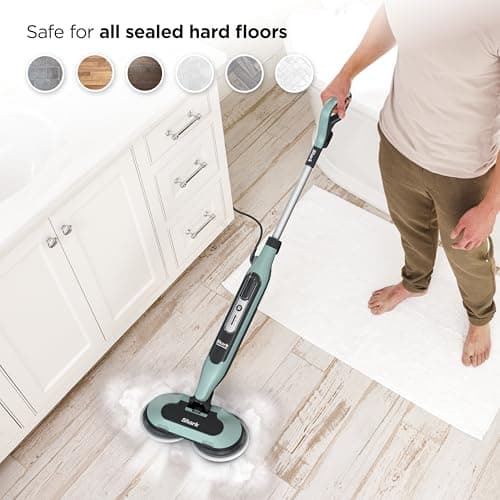 Shark Steam & Scrub Steam Mop, All-in-One Scrubbing and Sanitizing Hard Floor Cleaner, LED Headlights, 4 Dirt Grip Soft Scrub Pads Included, XL Water Tank, Swivel Steering, Hawaiian Grey, S8001 9