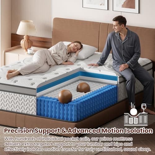 SLEEP100 Queen Mattress 12 Inch, 5-Zone Deep Sleep Firm Mattress with Extra Lumbar & Shoulder Support, Hotel Collection Hybrid Mattresses Pain Relief - Fiberglass Free - No Odor - 365 Night Trial 6