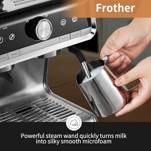 ILAVIE Espresso Coffee Machine 20 Bar for Home Office, Professional Cappuccino Latte Machines with Milk Frother, 2.8L Removable Water Tank, Espresso Maker with Grinder 5