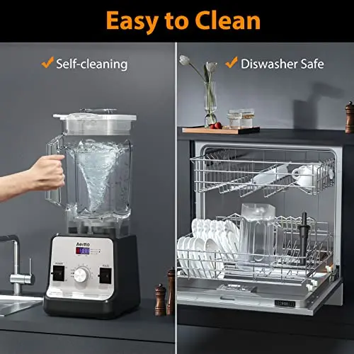 Aeitto Blender, Blenders for Kitchen with 1500-Watt Motor, 68 Oz Large Capacity, Professional Countertop Blenders for Ice Crush, Frozen Drinks, Silver 6