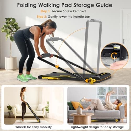 RuniRoX Walking Pad Treadmill with Incline, 3 in 1 Portable with Handle Bar and Lights, Under Desk for Home Office, with LED Display and APP 7