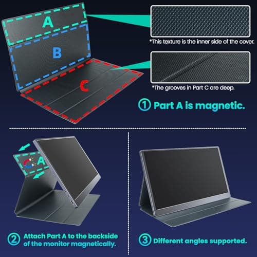 Upperizon Portable Monitor 15.6 inch FHD 85% sRGB 60Hz HDR HDMI USB-C Travel Monitor for Laptop MacBook PC Surface PS5 Xbox, External Display with Cover & Speakers, VESA Compatible 6