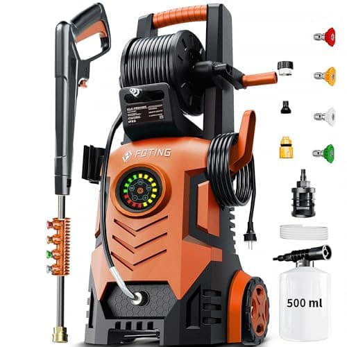 Pressure Washer 5000PSI with Adjustable Touch Screen 8 Level, 34" Tall, 4 Quick Connect Nozzles,Inlet Hose&Filter&500ml