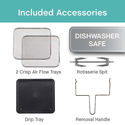 West Bend AFWB12BK13 Electric Air Fryer Oven, Countertop Air Fryer Rotisserie Combo with 10 Digital Quick Menu Presets, 1700 W, 12.6 Qt, Black 6